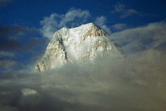 
Gasherbrum IV Summit Peaks Out Of Clouds At Sunset From Goro II
